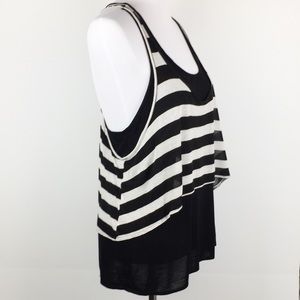 Sans Souci Black & Cream Striped Tank Top